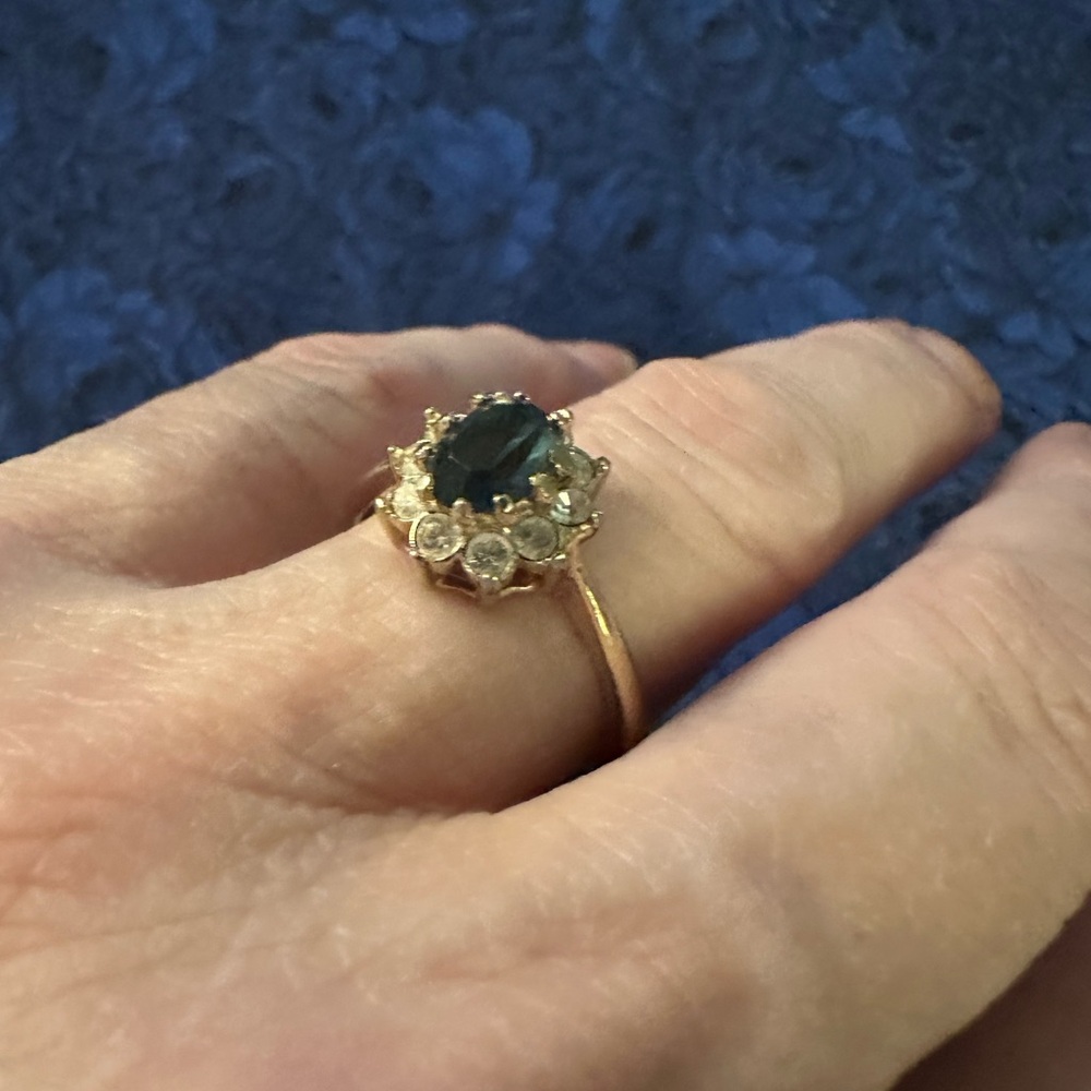 Elegant Blue and Gold Women's Ring - Picture 4 of 6